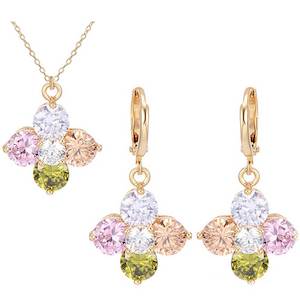 18K Gold Jewellery Set CZ Coloured Diamonds "Springtime"