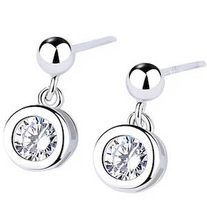 Sale: 925 Sterling Silver CZ Diamond Earrings "Inez"