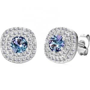 Alexandrite: 18K White Gold Crystal Alexandrite Earrings "Riveria"