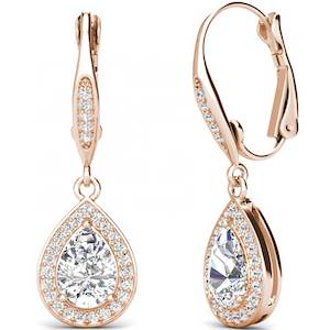 Lever Back: Rose-Gold Drop Crystal Earrings "Senorita"