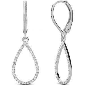 Lever Back: 18K White Gold Crystal Drop Earrings "Akena"
