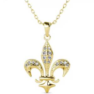 18K Yellow Gold fleur-de-lis Necklace Pendant "Fleur"