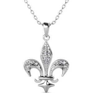 Sale: 18K White Gold fleur-de-lis Necklace Pendant "Fleur"