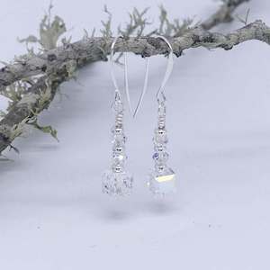 925 Sterling Silver Crystal Bridal Drop Earrings "Ballerina"