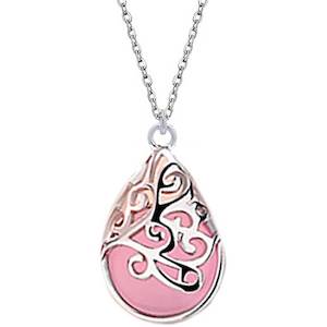 925 Sterling Silver Cat's Eye Stone Necklace "Trinity" (Pink)