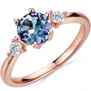 Alexandrite: Rose-Gold Crystal Alexandrite Ring "Amal"