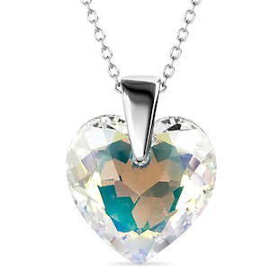 All: 18K White Gold Crystal Heart Necklace "Meredith"