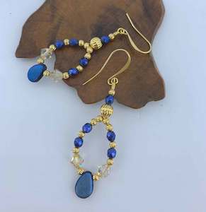 All: 18K Gold FRENELLE exclusive design blue earrings "Arabian Nights"