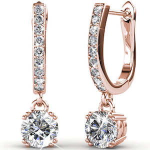 Rose Gold Only: Rose Gold Huggie Crystal Earrings "Lara"
