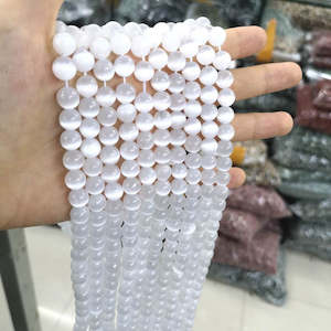 White Cat's Eye Gemstone Beads (12mm)
