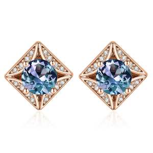Rose Gold Stud Alexandrite Earrings "Andrea"