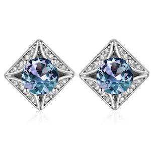18K White Gold Alexandrite Stud Earrings "Andrea"