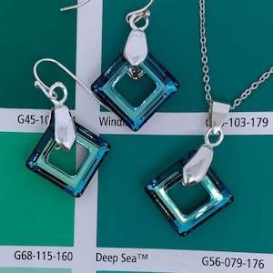 925 Sterling Silver Crystal Jewellery Set "Kendra" (Green)