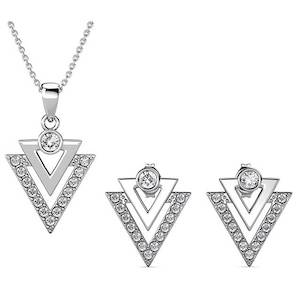 Geometric: 18K White Gold Crystal Geometric Jewellery Set "Tripoli"