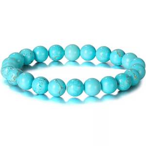 Stretch Bracelet with 8mm round gemstones "Mala" (Turquoise)