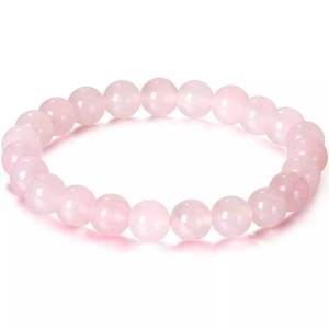Stretch Bracelet with 8mm round gemstones "Mala" (Rose Quartz)