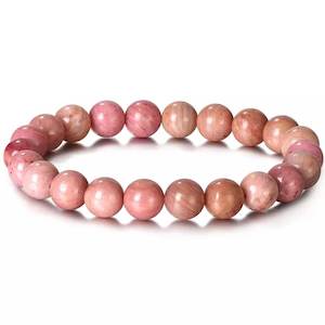 Stretch Bracelet with 8mm round gemstones "Mala" (Rhodonite)