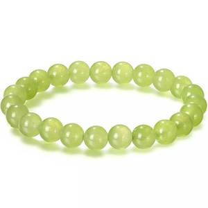 Stretch Bracelet with 8mm round gemstones "Mala" (Peridot)