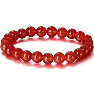 Stretch Bracelet with 8mm round gemstones "Mala" (Red Agate)