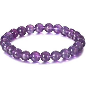Stretch Bracelet with 8mm round gemstones "Mala" (Amethyst)