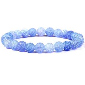 Stretch Bracelet with 8mm round gemstones "Mala" (Blue Weathered Agate)