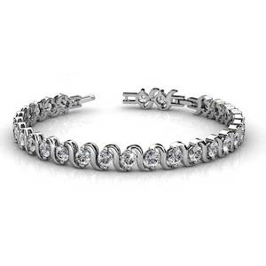 Bracelets Tennis: 18K White Gold Crystal Tennis Bracelet "Libra"