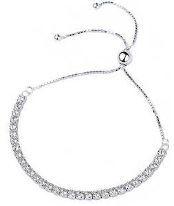 Bracelets Tennis: Silver Adjustable Tennis Bracelet "Heather" (3mm)
