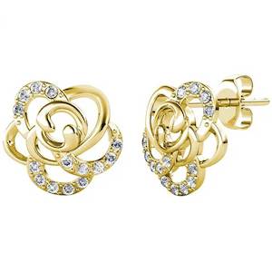 18K Gold Crystal Stud Earrings "Roza"