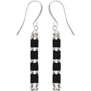 925 Sterling Silver Dangle Earrings "Tropez" (Black)