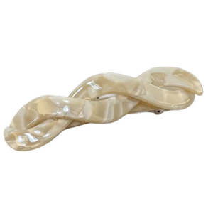White: Braided Tortoise Shell Barrette "Presona" (Ivory)