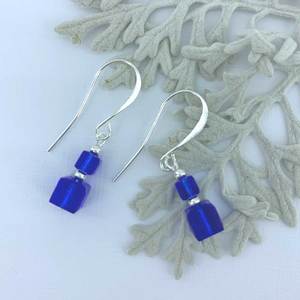 All: 925 Sterling Silver Premium Crystal Drop Earrings "Fantasy" (Blue)