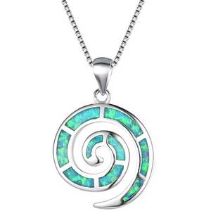 All: 925 Sterling Silver Koru Necklace "Amiria" (Green)