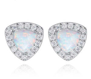 Silver Opal Stud Earrings "Alora" (White)