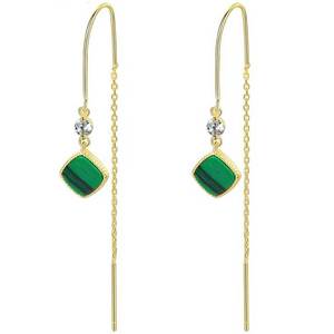 18K Gold Malachite Threader Earrings "Jakata"