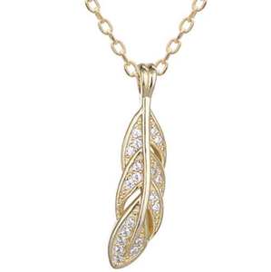 All: 18K Gold Chain with Gold Feather Pendant "Meeno"