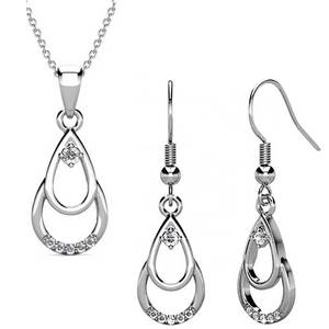 All: 18K White Gold Crystal Jewellery Set "Collette"