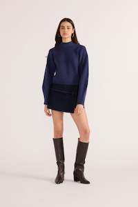 JENNIFER MOCK NECK KNIT JUMPER NAVY