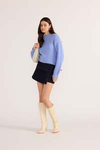 Mink Pink: AVERY FLUFFY SWEATER CORNFLOWER BLUE