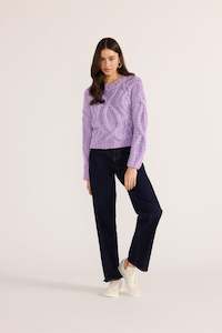 Mink Pink: JENNIFER CABLE KNIT JUMPER LILAC