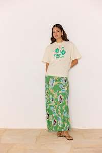 PRE-ORDER NOVEMBER - ZOE BIAS MIDI SKIRT - GREEN FLORAL