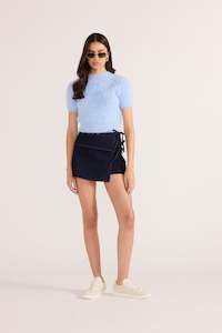 Mink Pink: CLOVER FLUFFY KNIT TEE BLUE