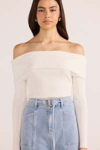 ZOE OFF SHOULDER KNIT TOP OFF-WHITE