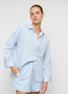 PRE-ORDER DECEMBER - PALERMO OVERSIZE SHIRT - WHITE / BLUE STRIPE (Copy)