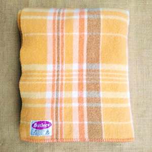 Single Blankets: Melon and Orange SINGLE Bright Retro New Zealand Wool Blanket