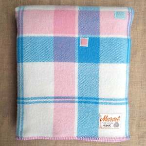 Single Blankets: Soft Pink & Blue SINGLE New Zealand Wool Blanket