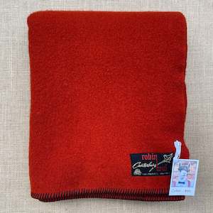 Classic Collection: Bold Brick Red Thick SINGLE Pure New Zealand Wool Blanket