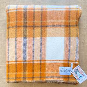 The Poppa Collection: Pumpkin Plaid Retro SINGLE New Zealand Wool Blanket