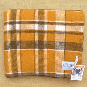 The Poppa Collection: Walnut Browns Fluffy Retro SMALL SINGLE/THROW New Zealand Wool Blanket