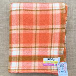 Vibrant Retro: Fun Orange & Olive Retro SINGLE New Zealand Wool Blanket