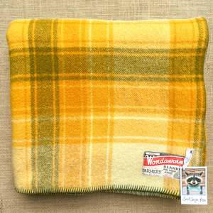 Vibrant Retro: Fresh Retro Favourite Gold & Olive SMALL SINGLE New Zealand Wool Blanket